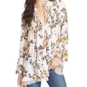 Free People Floral Print Smocked Tunic